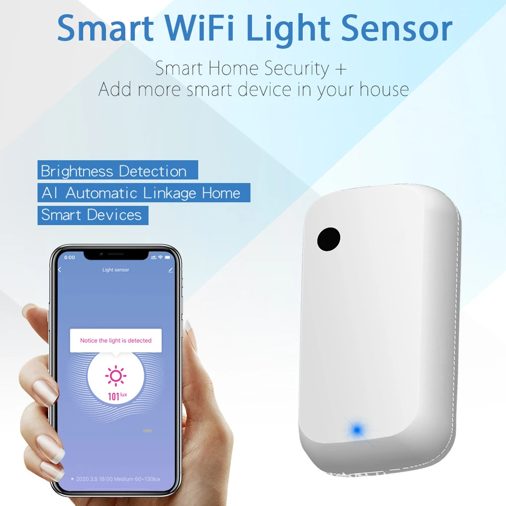 

Tuya WiFi Light Sensor 0-1000LUX Wireless Smart APP Control Illuminance Detector Mounted Automation Lamp Controller