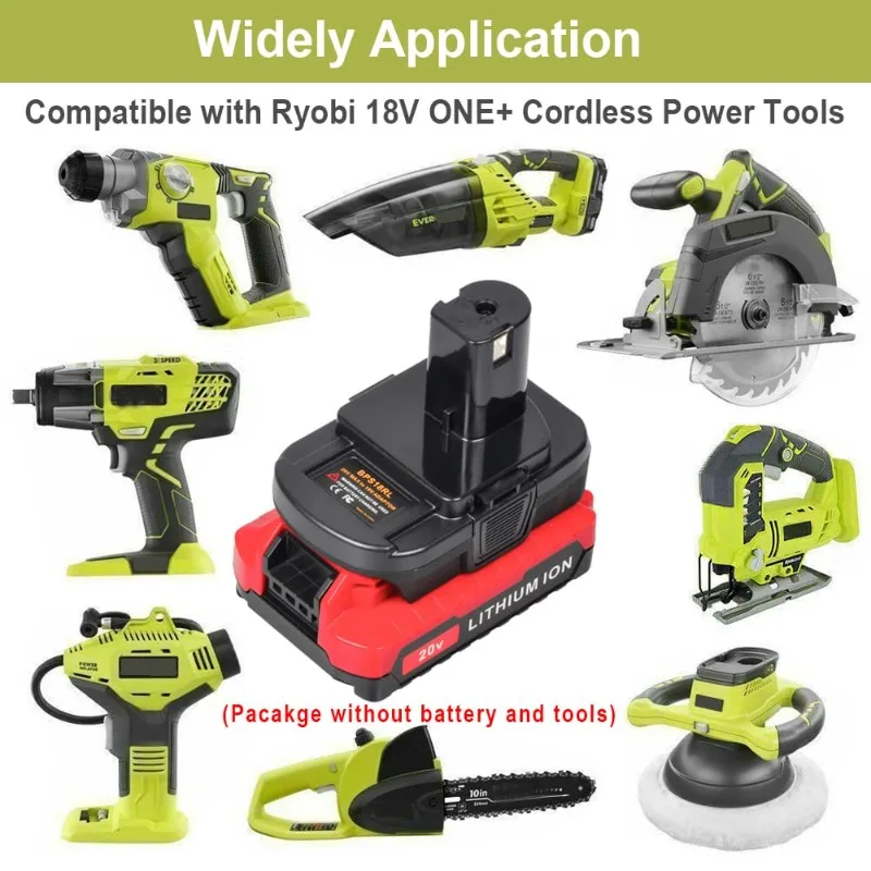 Фото Адаптер батареи ALASICKA BPS18RL для Black + Decker/Porter-Cable/Stanley, литиевая батарея 20 В для Ryobi 18 В One+, беспроводного инструмента №3