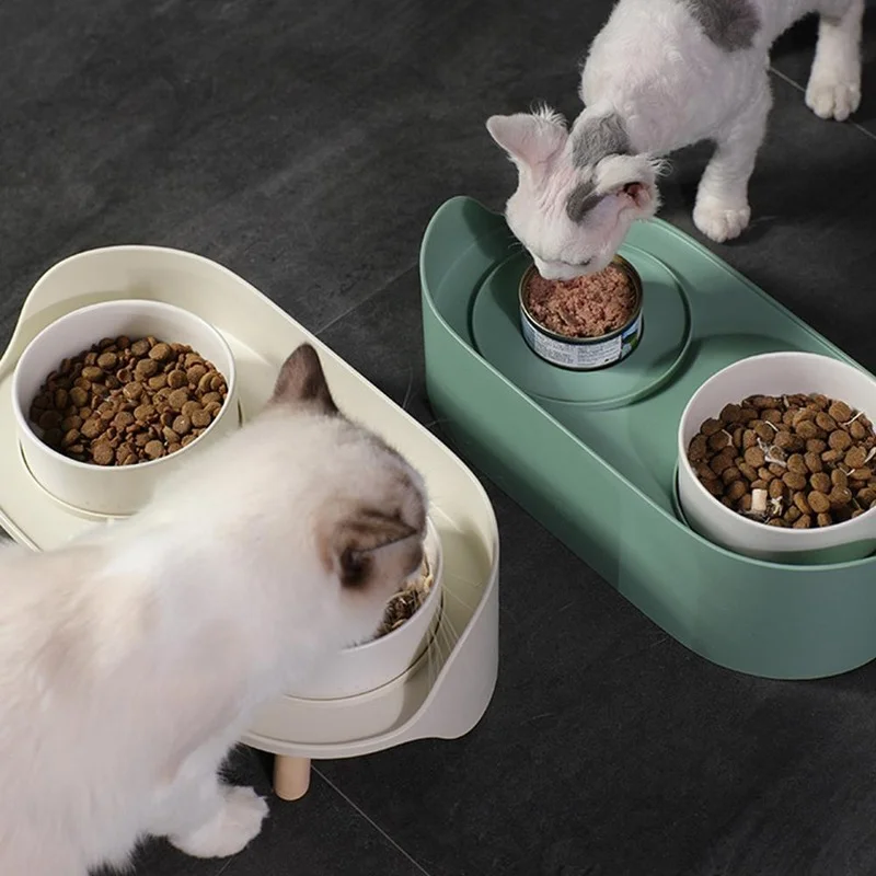 

Pet dining table Dual Feeding Bowl Neck Protect Nonslip Ceramic Bowl for Pet Dog Cat Water Food Feeder