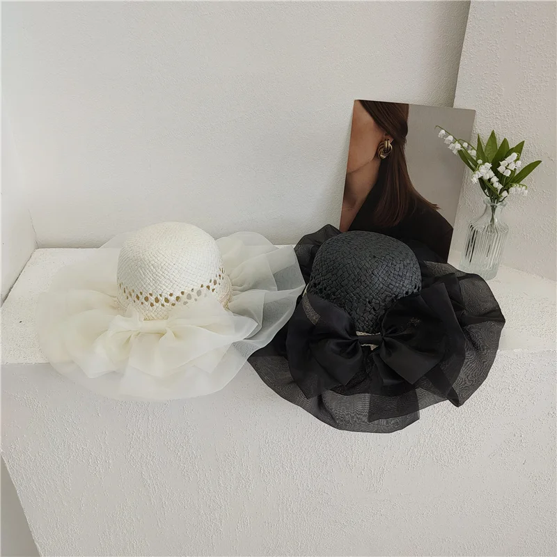 

202303-8330-8655 шикарная летняя Солнцезащитная шапка для детей и родителей в стиле матери и дочери с травой рафии, Детская шляпа для отдыха для девочек