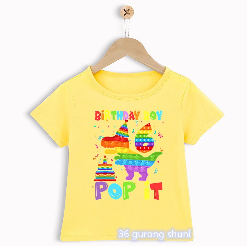 

2022 Fashion Happy 2th-8th Pop It Dinosaurrex Birthday Boy Graphic Print T-Shirt Funny Kids Clothes Fidget Toys Tshirt Tops Tee