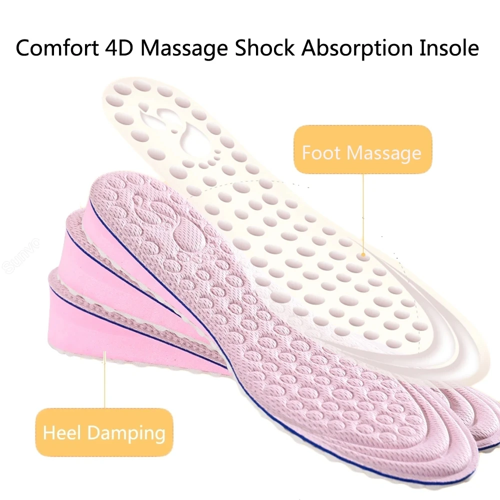 Invisible Height Increase Insoles for Women Shoes Inserts EVA Memory Foam Comfort Heightening Insoles for Feet Massage Shoe Pad