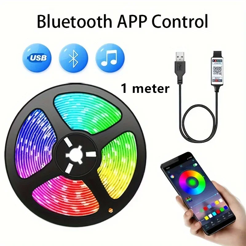 

Светодиодная лента RGB 5050 с умным Bluetooth-управлением, USB 5 В