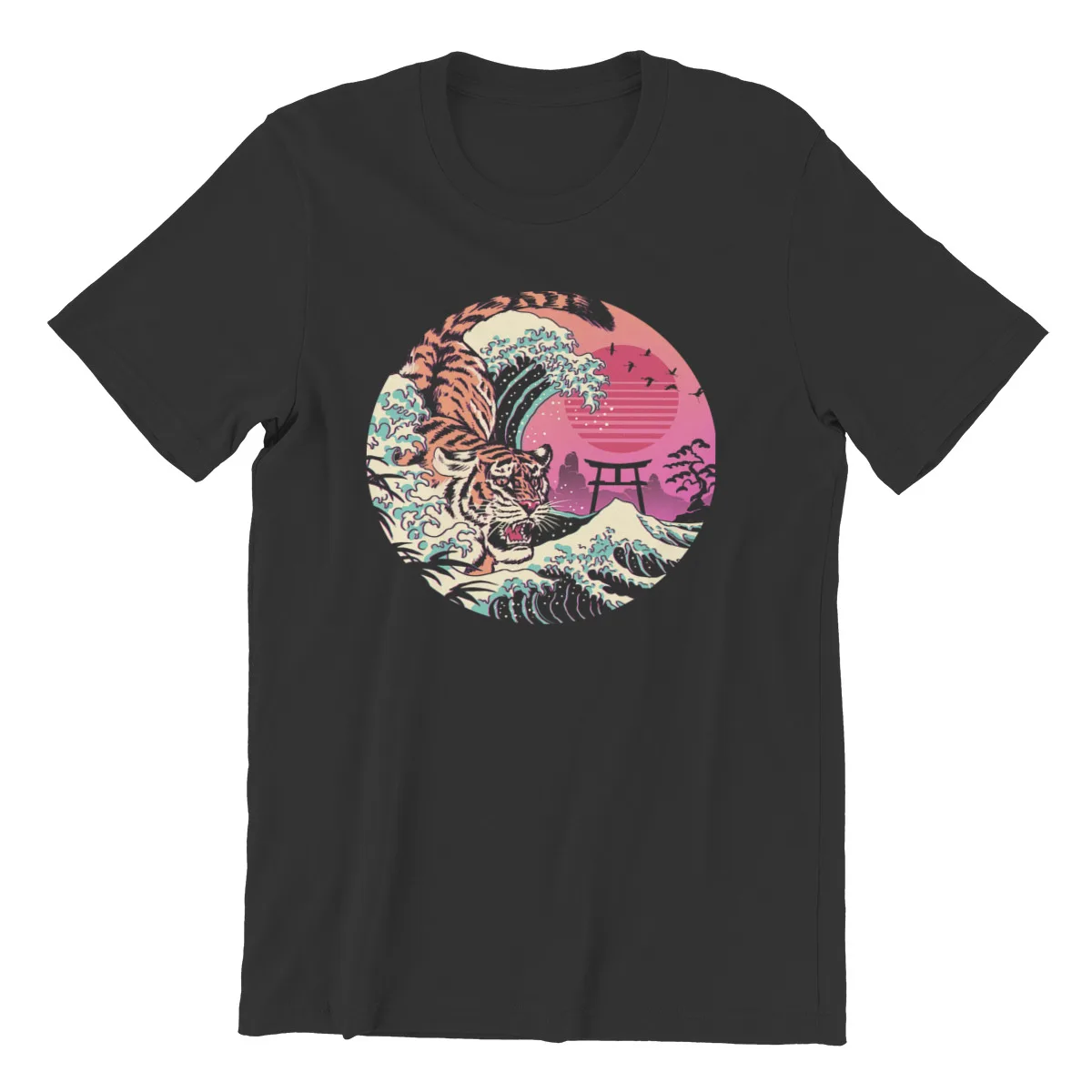 

Men's T-shirt Rad Tiger Wave Cute Short Sleeve Graphic Men Cotton Tshirt Hip Hop Tees Tops Harajuku Streetwear