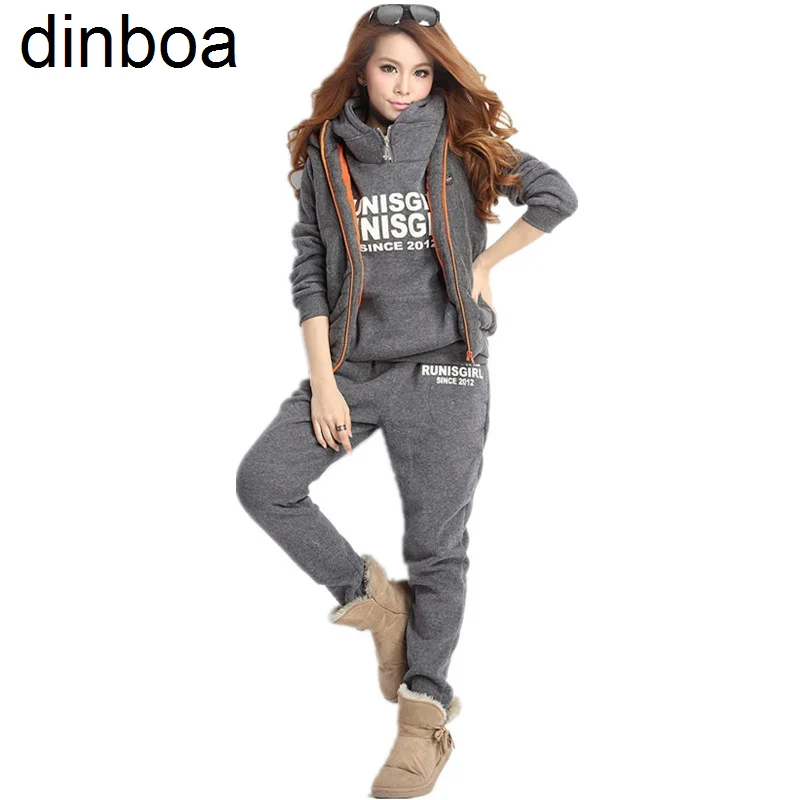 

Dinboa Zcasual Printing Fashion Hooded Sweater Sportswear Women's Fashion Plush Three Piece Suit
