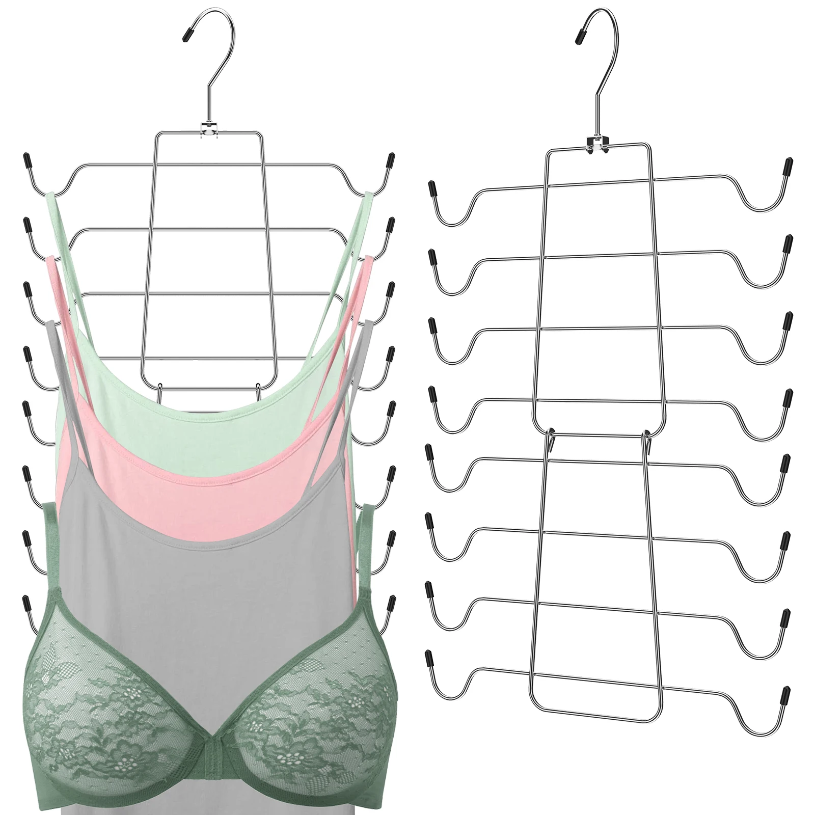 

2 Pcs Underwear Hanger Metal Foldable Bra Organizer 8 Layer Space Saving Underwear Hanger for Closet Organizer Rack