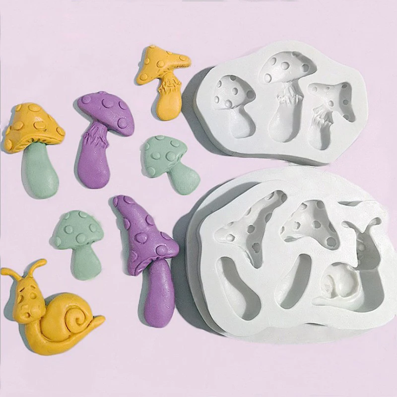 

3D Forest Mushroom And Snails Silicone Mold Fondant Molds Cake Decorating Mould Fairy Garden Home Chocolate Gumpaste Mould