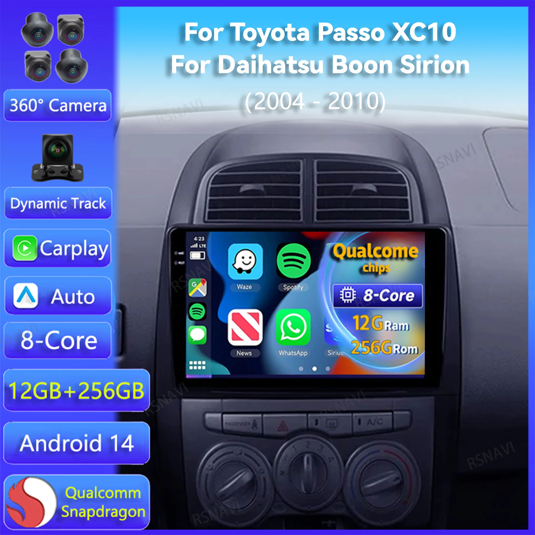 Фото Android 14 Carplay Auto для Toyota Passo XC10 для Daihatsu Boon Sirion 2004-2010 Автомобильный радиоприемник Мультимедийный GPS Стереоплеер Видео №1