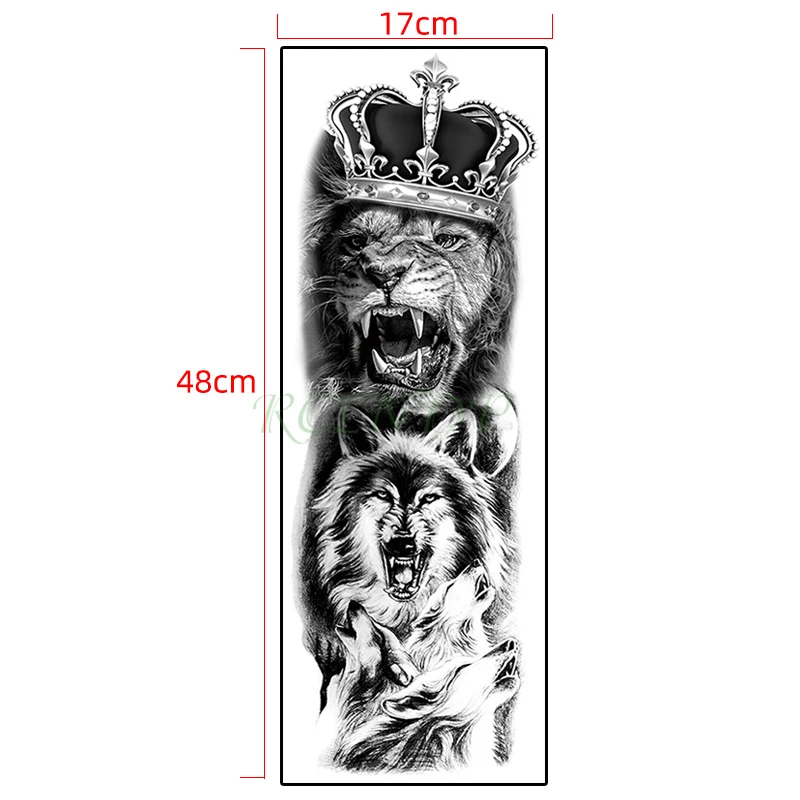 Водонепроницаемый временная татуировка Стикеры бросание Лев костей черепа