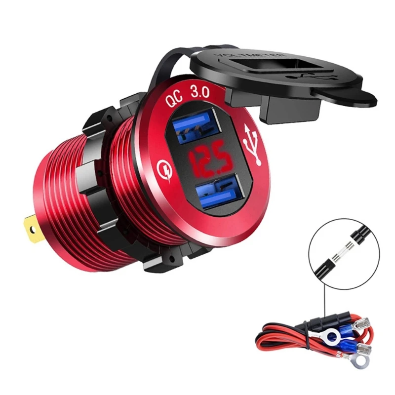 

Двойной USB 12 В 24 В Автомобильное зарядное устройство мини-адаптер для QC 3,0 Быстрая зарядка с светодиодный Voltm