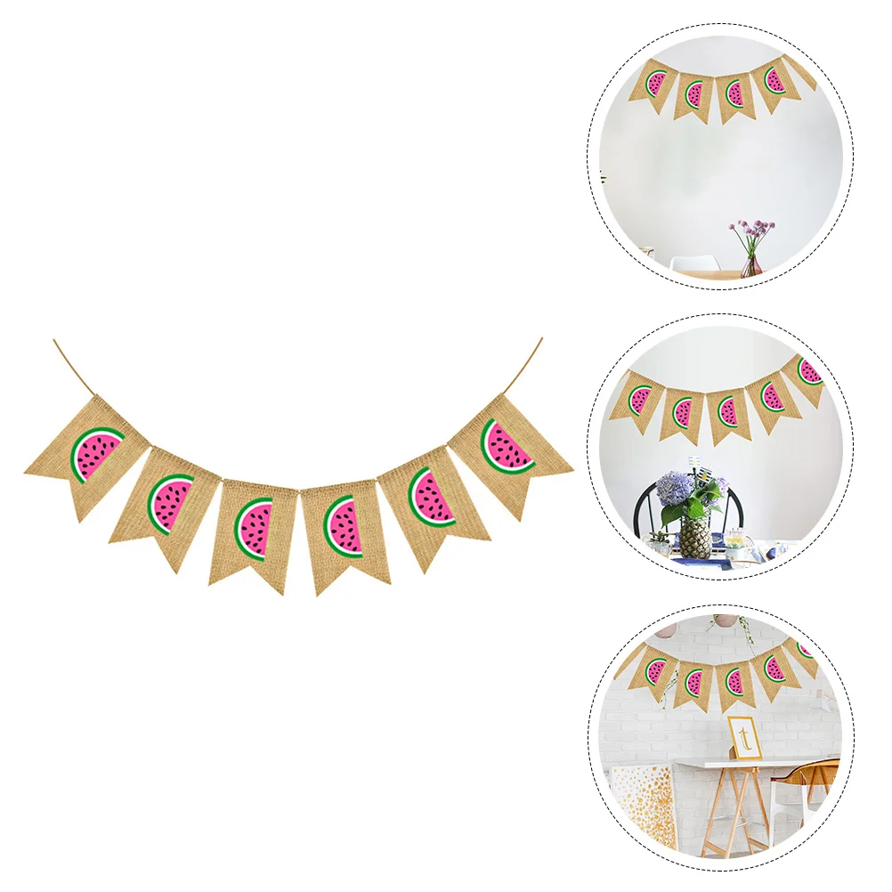 

Watermelon Flag Fruit Banner Decorative Party Decoration Birthday Summer Reusable