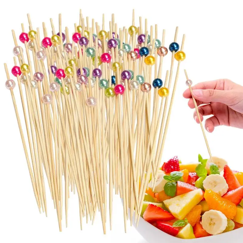

Cocktail Skewers Decorative Bamboo Skewers Cocktail Sticks Skewers For Drinks Desserts Charcuterie Color Pearl Food Picks