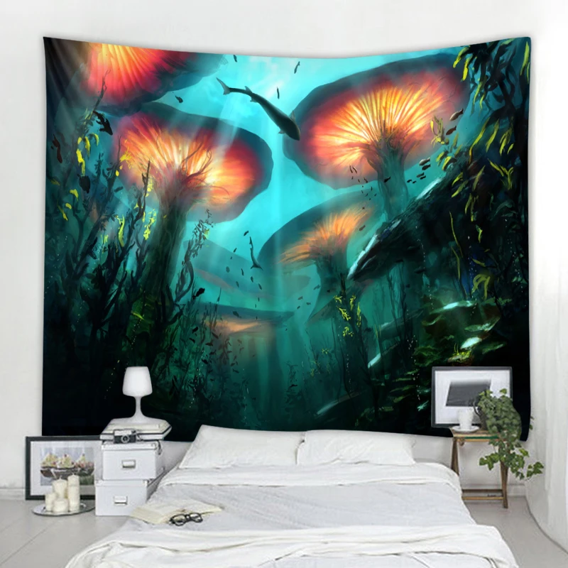 

Indian Psychedelic Mushroom Mandala Wall Tapestry Art Deco Boho Tapestry Witchcraft Tapestry Living Room Decor Bedroom