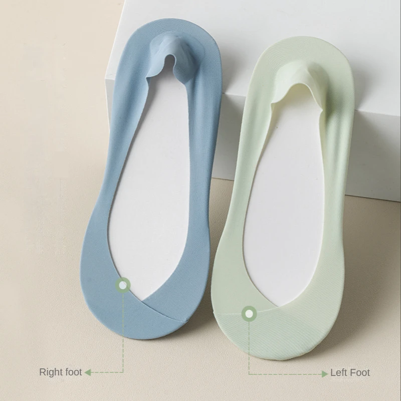 5 Pairs/Lot Socks for Women Ice Silk Boat Socks Non-slip Silicone Invisible No Show Low Cut Short Thin Breathable Summer