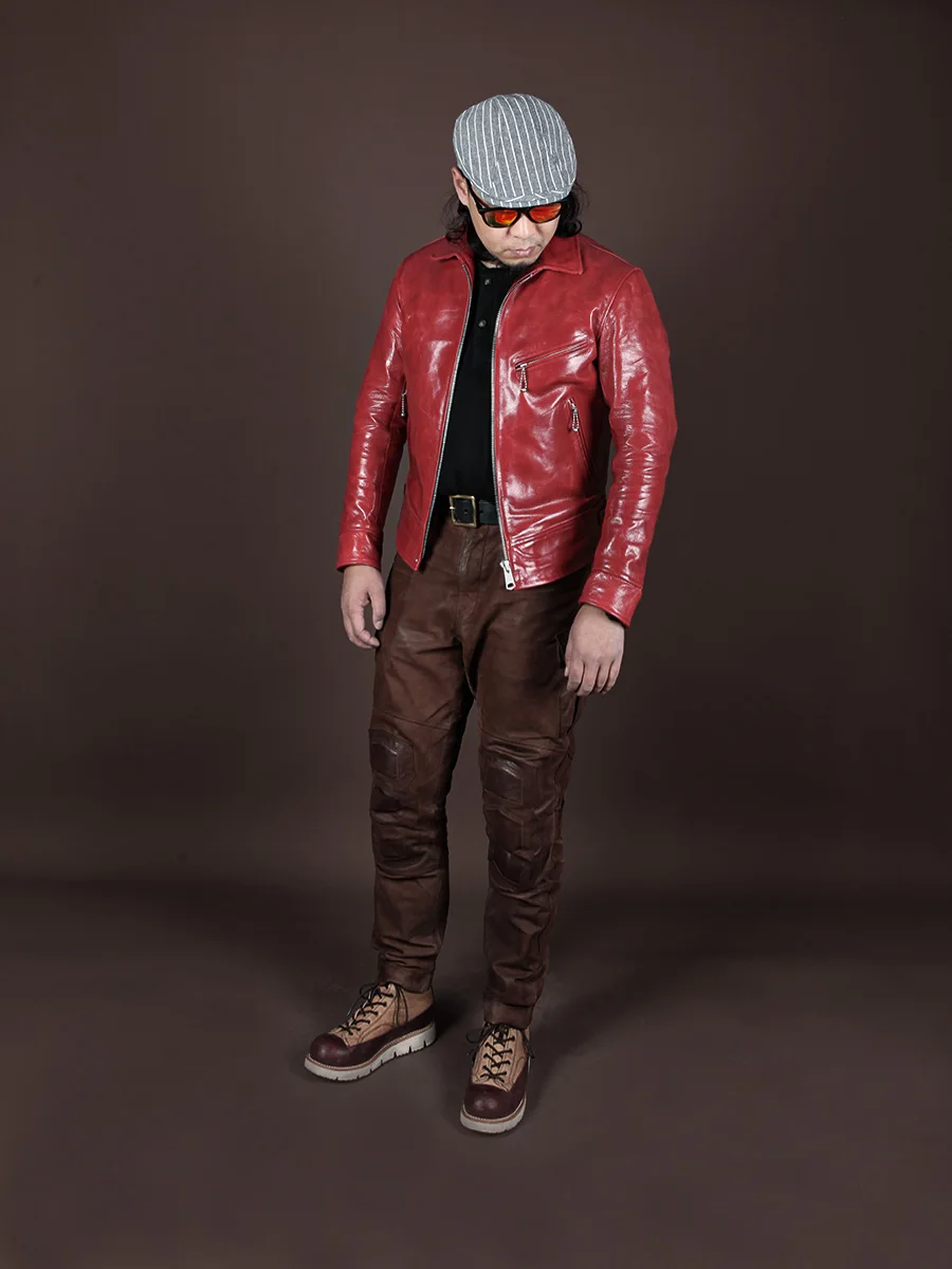 

SDC1150 Read Description! Asian Size Men's Slim Fitting Vintage Genuine Italian Tuscany Veg Tanned Cow Leather Jacket