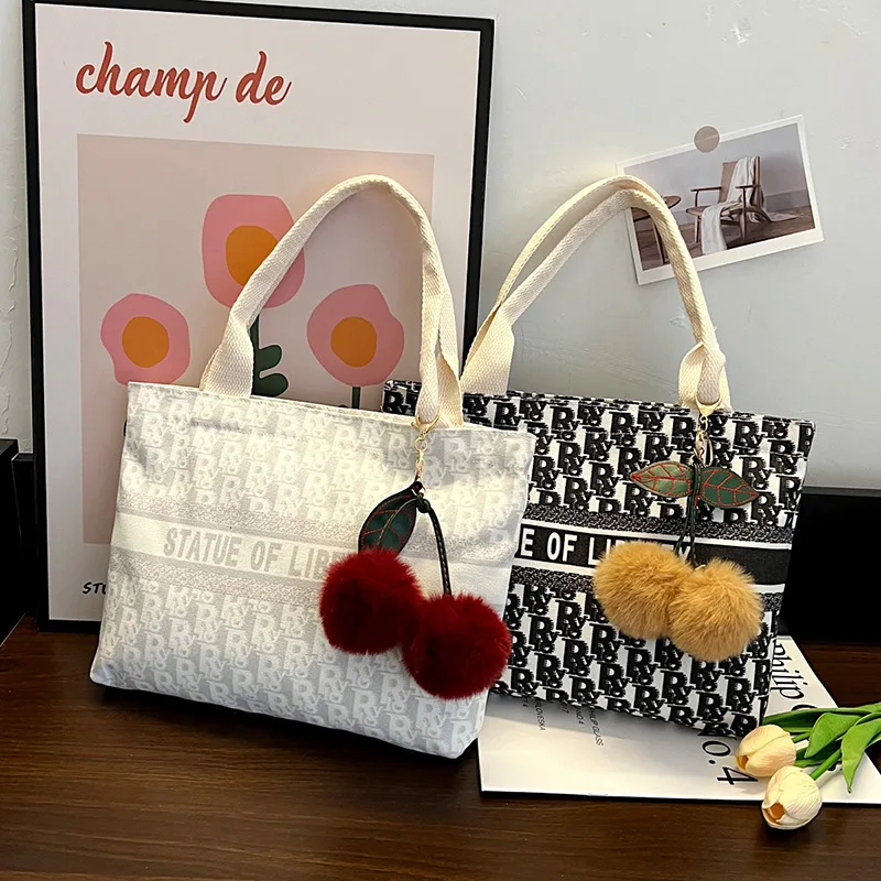 Сумка-тоут женская холщовая роскошный саквояж на плечо милый модный чемоданчик