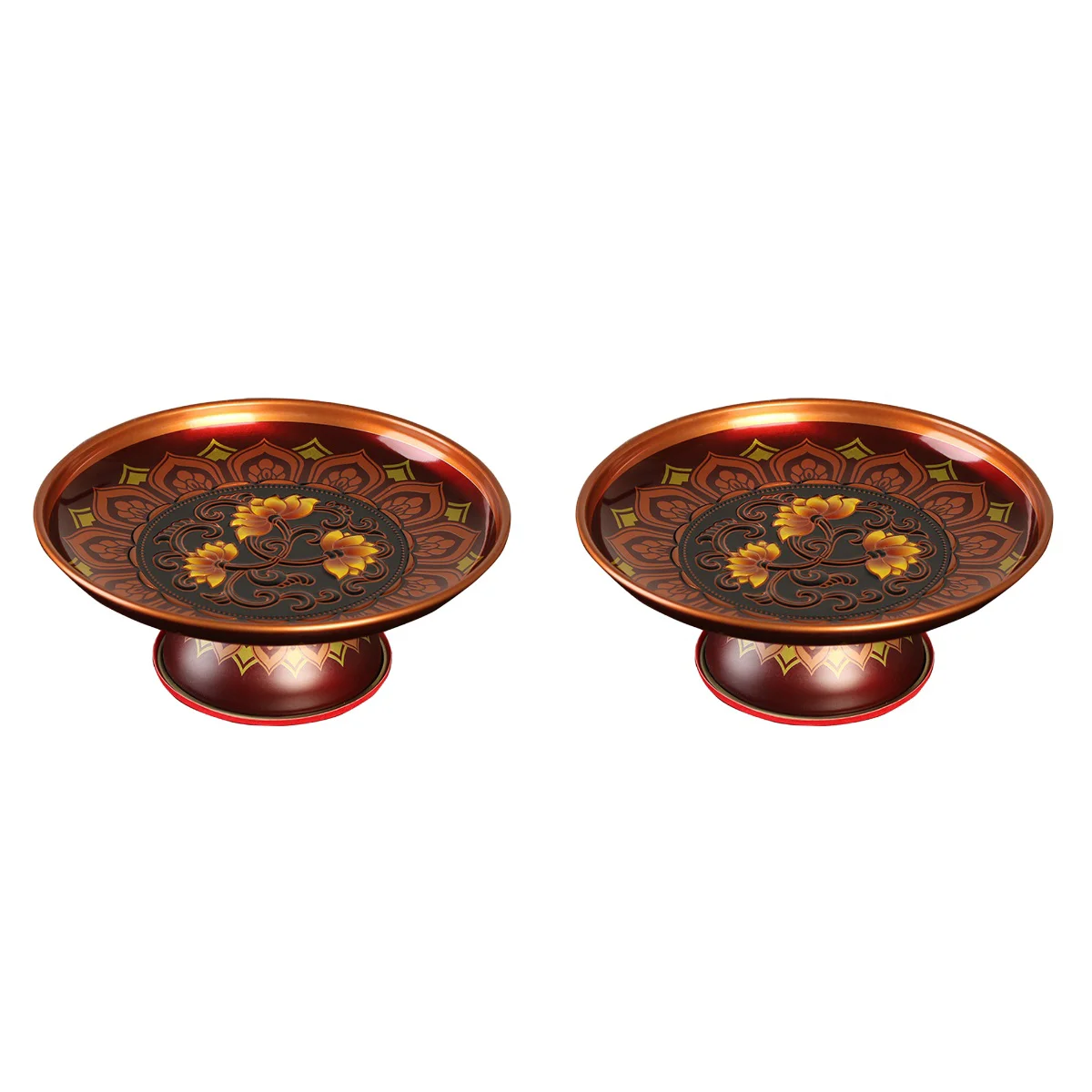 

2pcs Metal Fruit Tray Serving Plate Alloy Tray Dessert Serving Tray Storage Dish