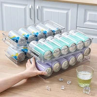 2 tier rolling transparent refrigerator organizer bins soda can beverage bottle holder for fridge kitchen storage rack container