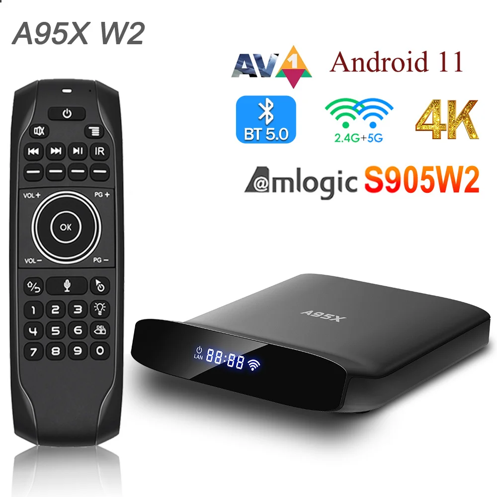 

Smart TV chassis a95x W2, Android 11, AMLOGIC s905w2, 4 GB / 64 GB, 4K / bt5.0 media player, 2.4/5 GHz and 16 GB dual band WiFi