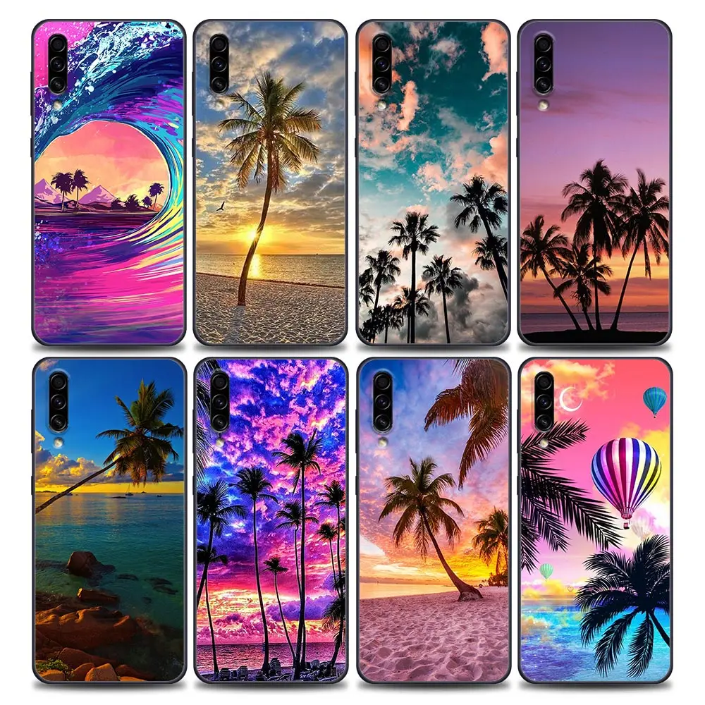 

Phone Case for Samsung A10 A20 A30 A40 A50 A60 A70 A90 Note 8 9 10 20 Ultra 5G Silicone Case Cover Summer Talls Sea Palm Trees