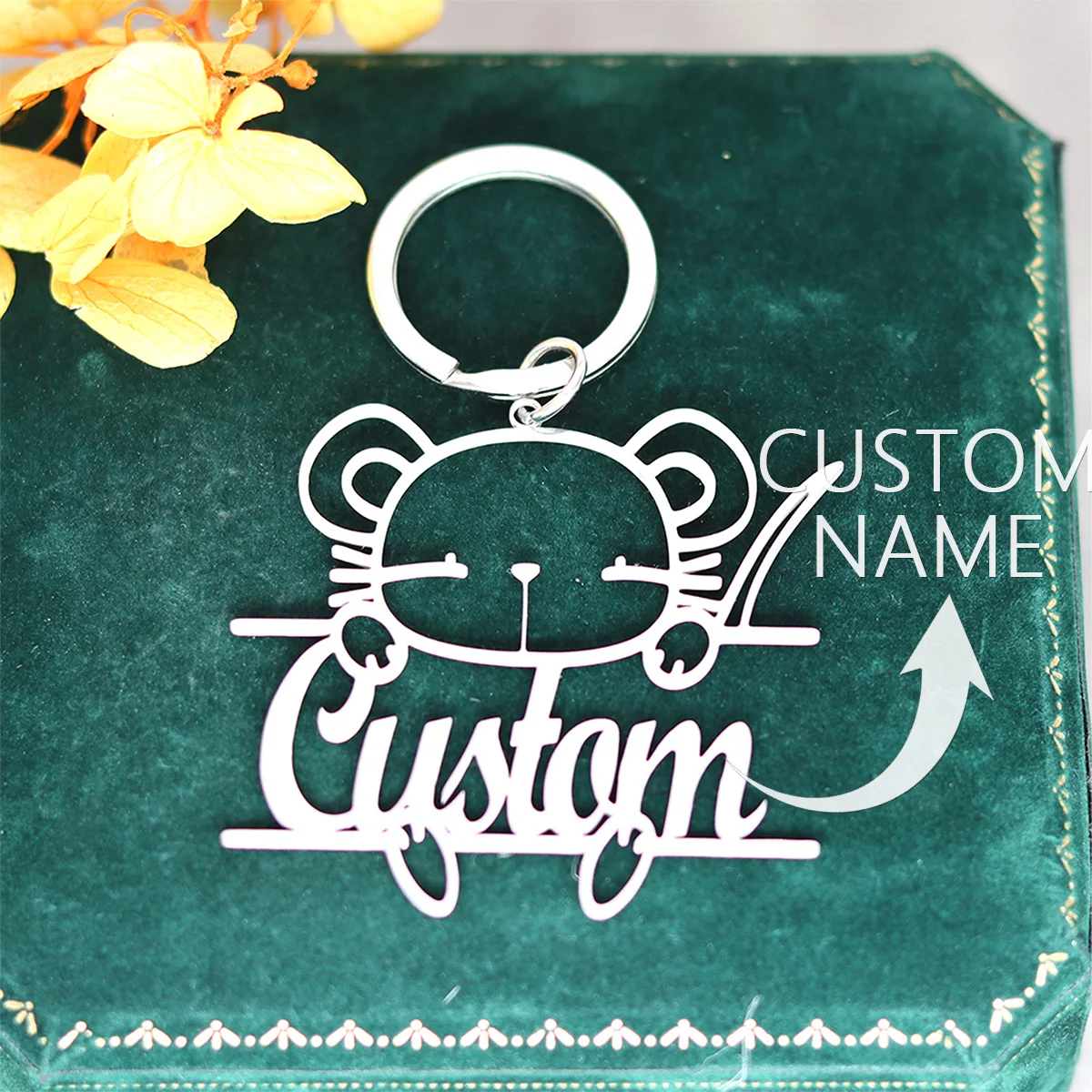 Брелок с именем на заказ для мужчин и женщин брелки животными из нержавеющей