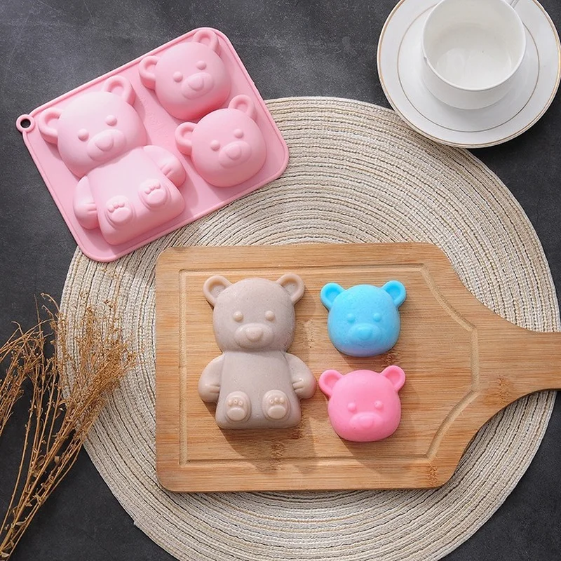 Силиконовая форма с милым медведем жаростойкая посуда для пищевых продуктов