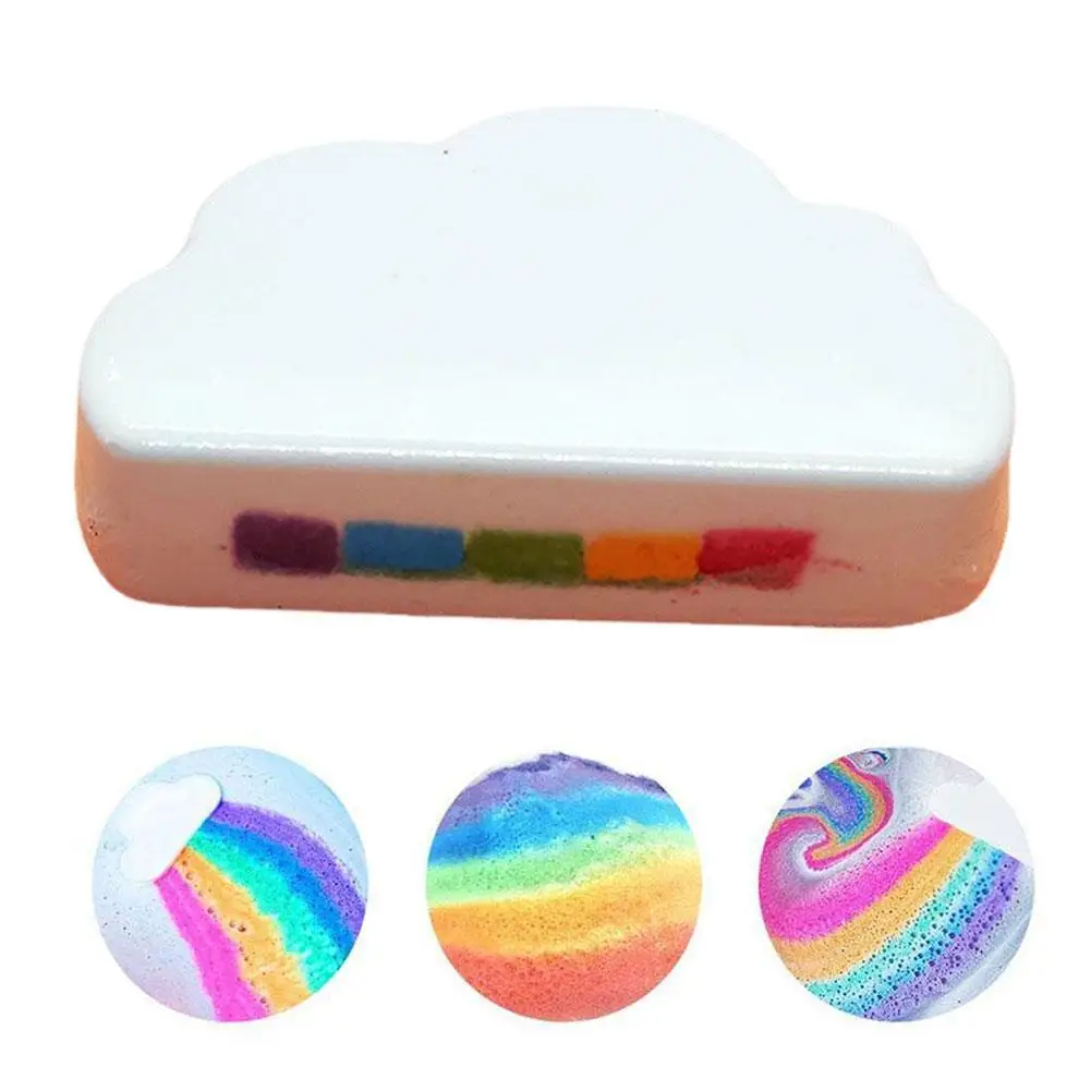 

HEALLOR 110g Soap Natural Skin Care Cloud Rainbow Bath Salt Shower Bomb Exfoliating Bubble Bath Bath Bomb Packaging