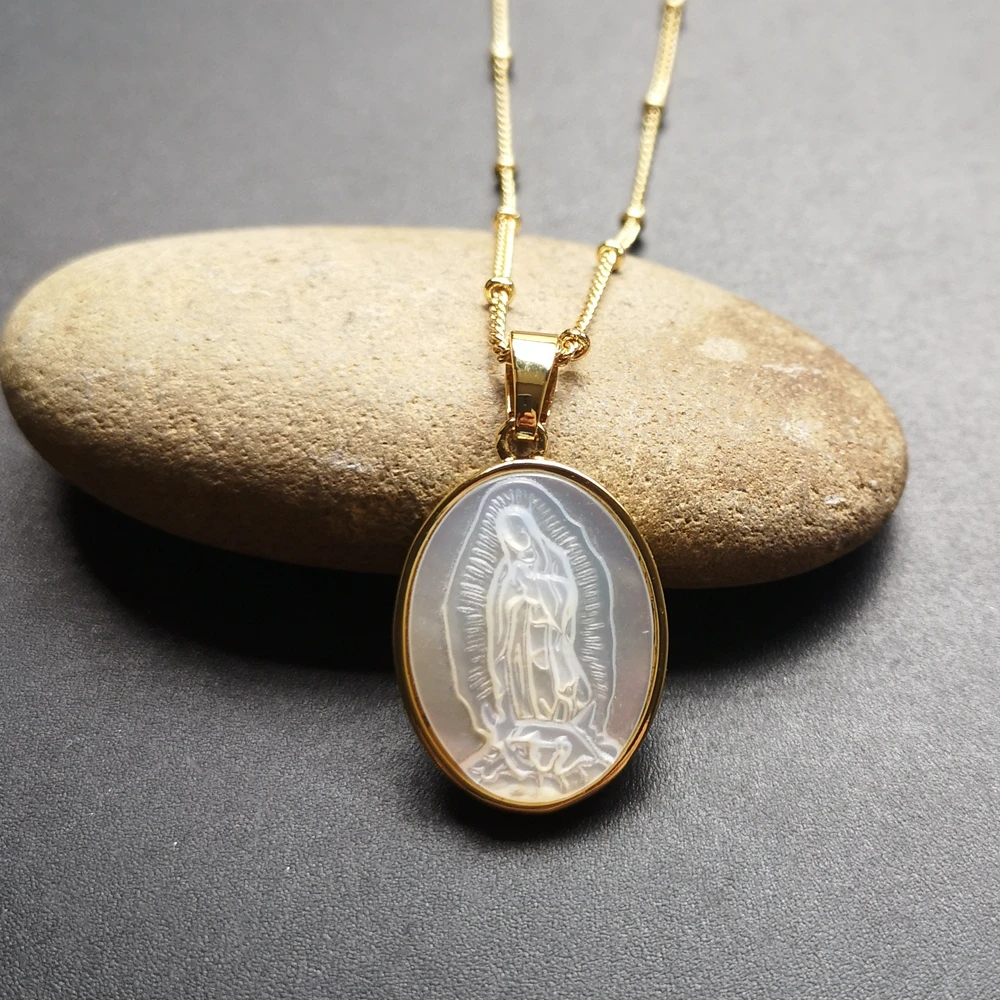 

Ожерелье из натуральной леди грации, 6 шт., 16x24 мм, изящное ожерелье из Гуадалупе, San Benito, чашки, ожерелье для подарка на День Матери