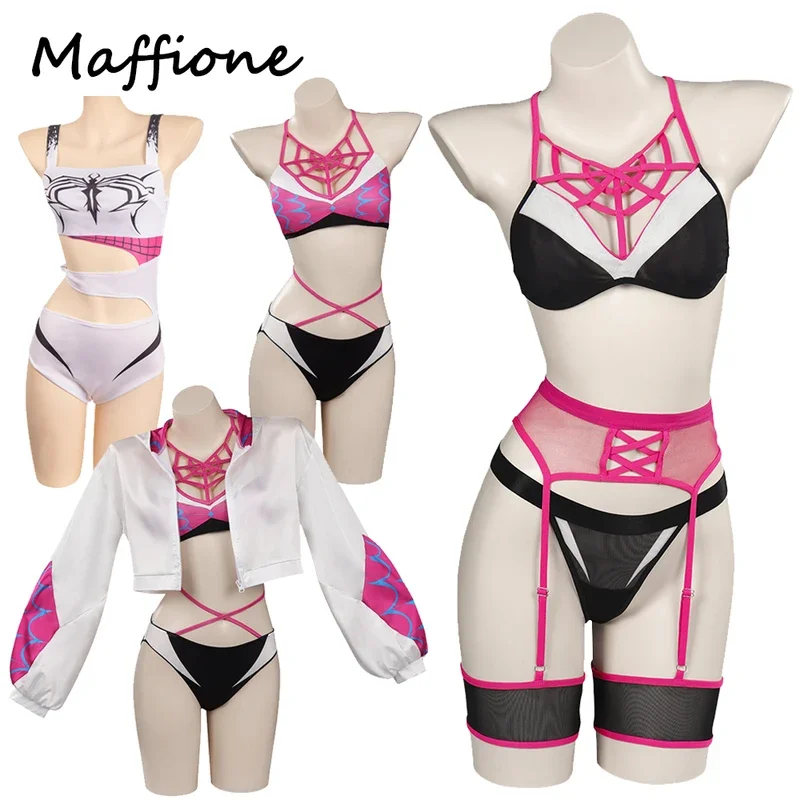 Гвен Cos Stacy женский комплект нижнего белья для косплея костюм девочек сексуальное