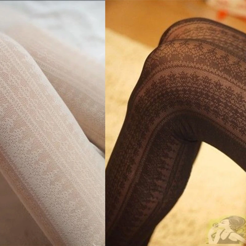 

Women Lolita Lace Stockings Retro Sexy Vertical Strip Knit Stocking Hollow Out Pantyhose Anime Cosplay Clothing