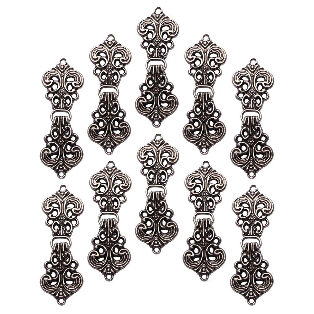 

10 Pairs Auspicious Cloud Pattern Hollow Buckle Tripod Accessories Alloy Cardigan Sew On Buckles Collar Clothing Fastener Bride