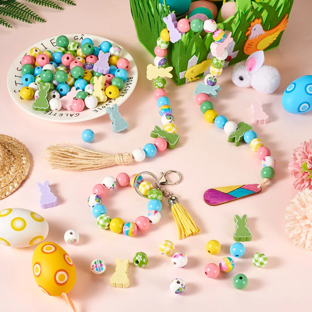 160 шт./набор круглые бусины из натурального дерева