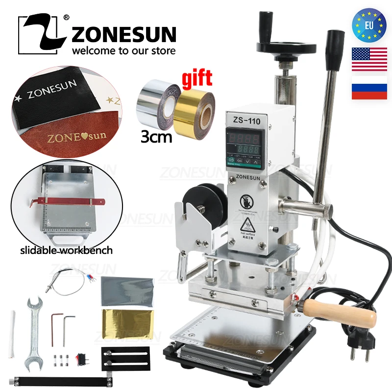 

ZONESUN ZS110 скользящий рабочий верстак, цифровой инструмент для бронзового тиснения кожи для дерева, дерева, ПВХ, бумаги, сделай сам