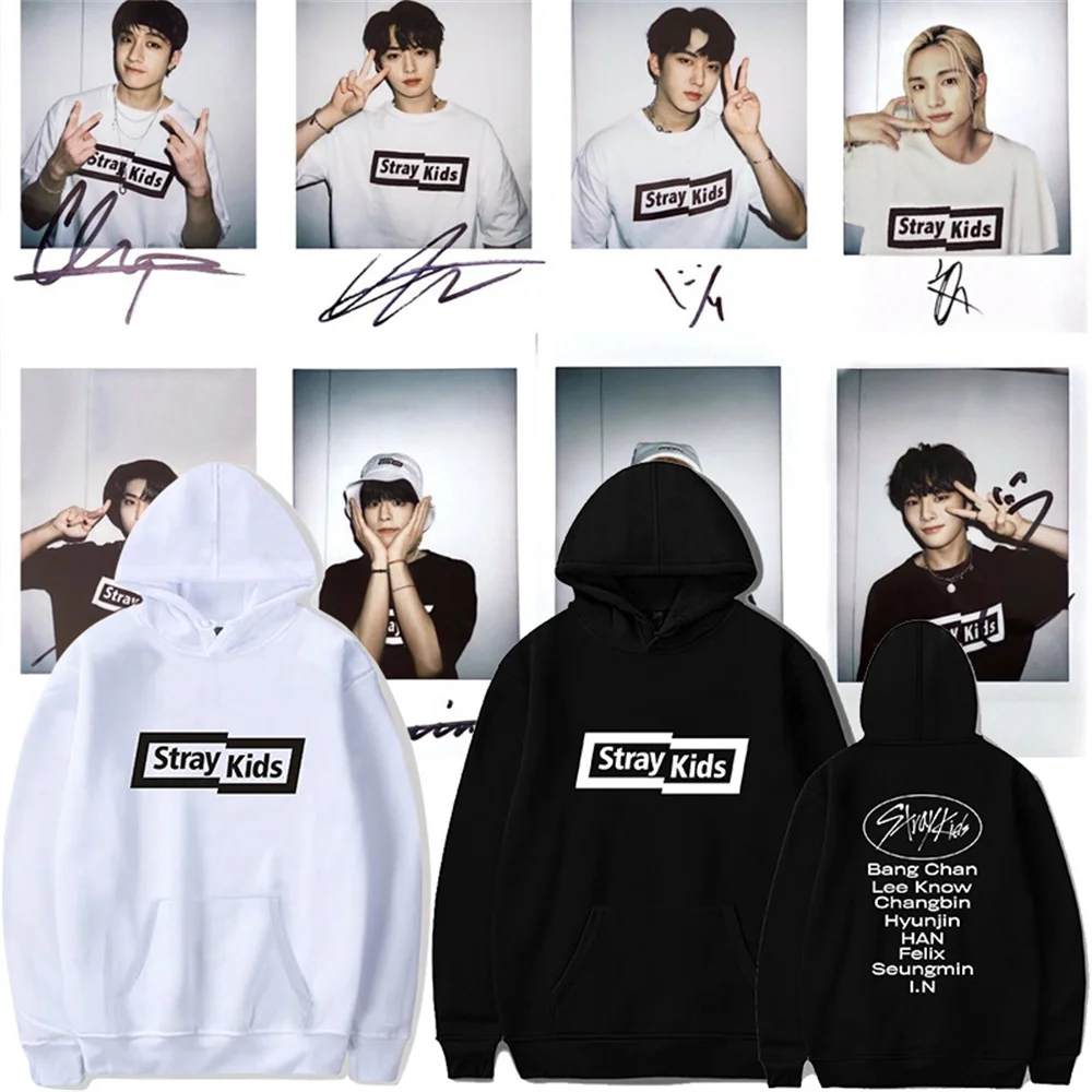 

Детские толстовки с капюшоном Stray Kids, толстовки с капюшоном в стиле K-POP, хип-хоп с бархатной подкладкой, осенне-зимние толстовки