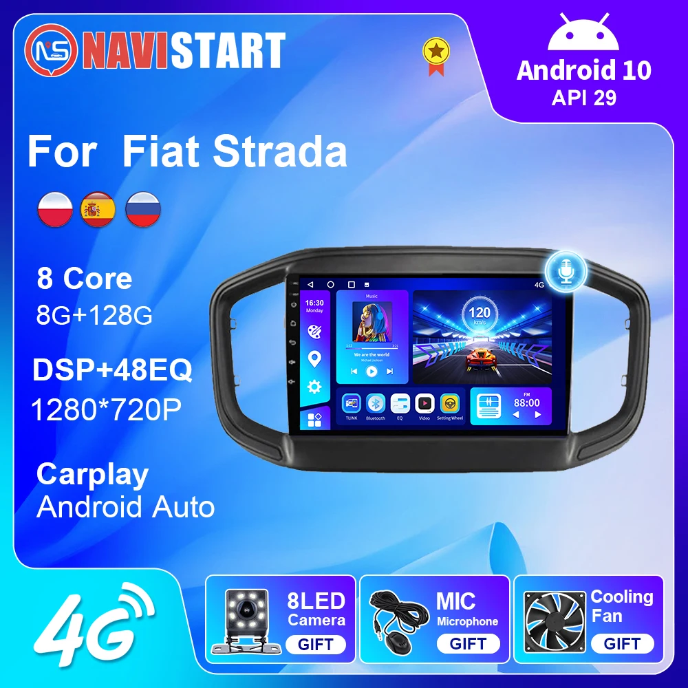 

NAVISTART Android 10 For iat Strada 2020 2021 Car Radio GPS Navigation Android Auto Carplay DSP BT 4G WIFI 2 Din No DVD Player