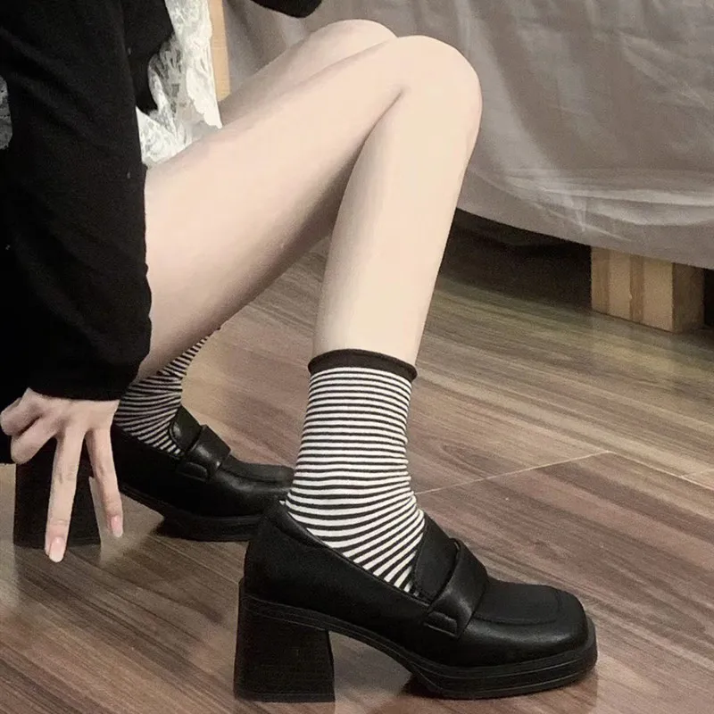 

Туфли женские на платформе в японском стиле, готическая обувь без застежек, Туфли Мэри Джейн, высокий каблук, Студенческая обувь для девушек