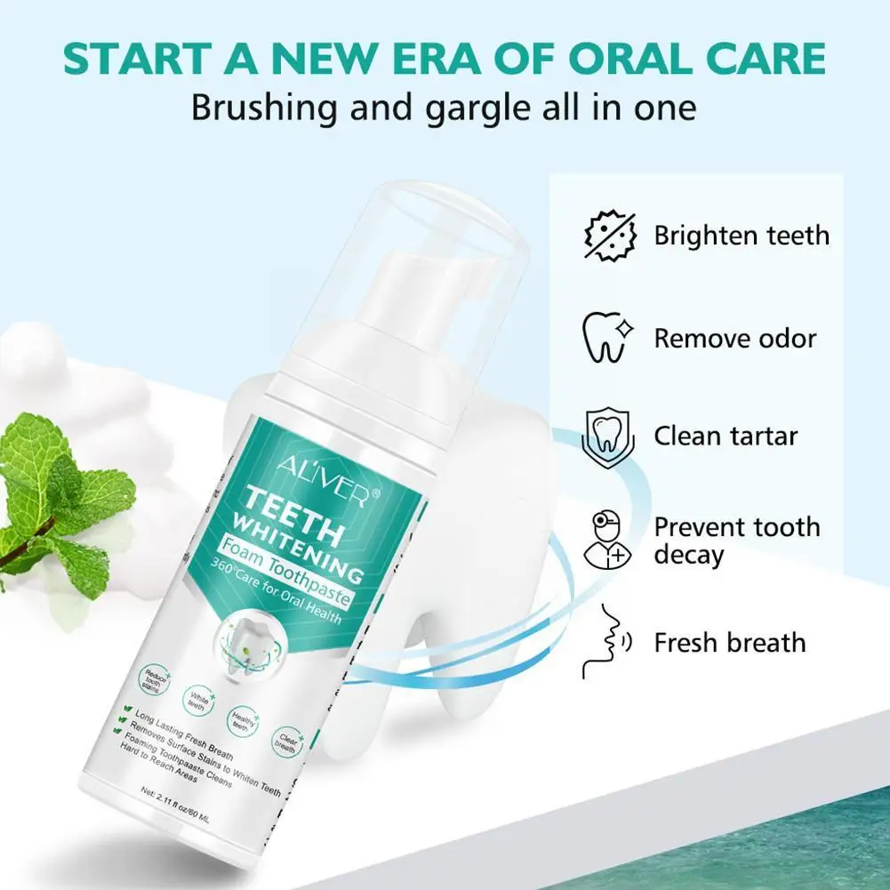 

Tooth Whitening Mousse Teeth Cleansing Stains Removes Foam Mousse Whitening Breath Mousse Teeth Freshen Portable Hygiene V1M0