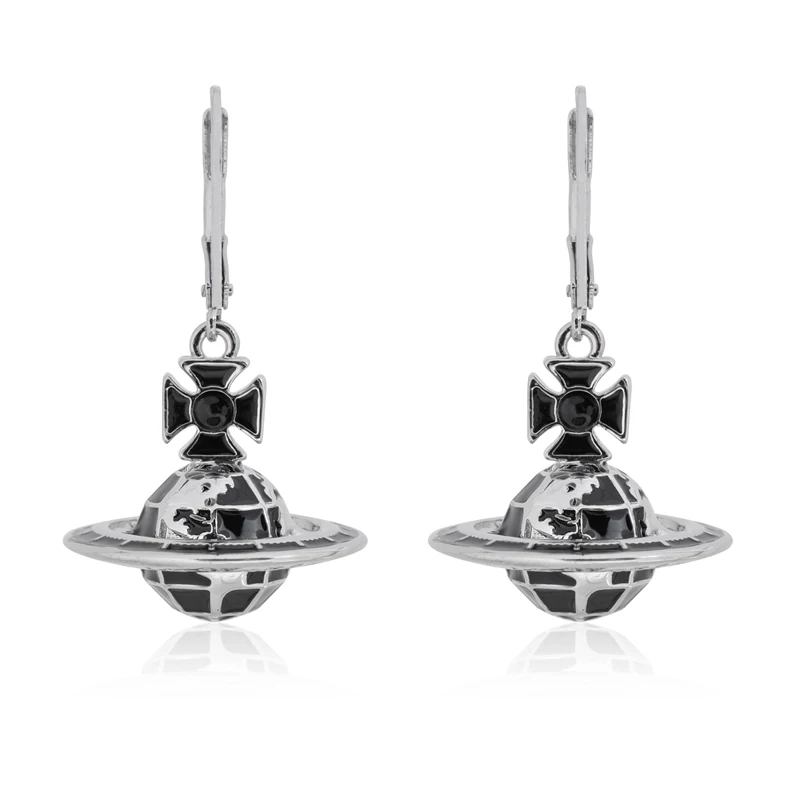 

Vivienne West Queen Galileo Earth Saturn Earrings For Fashion Women Jewelry Punk Style Planet Stud Earrings Girlfriend Gifts