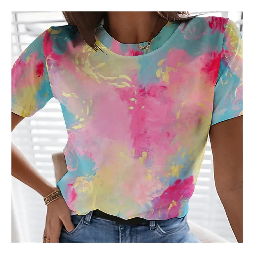 

2022 New Summer White Butterfly 3D Three-dimensional Women's T-shirt O-neck Short-sleeved T-shirt Casual Loose T-shirt