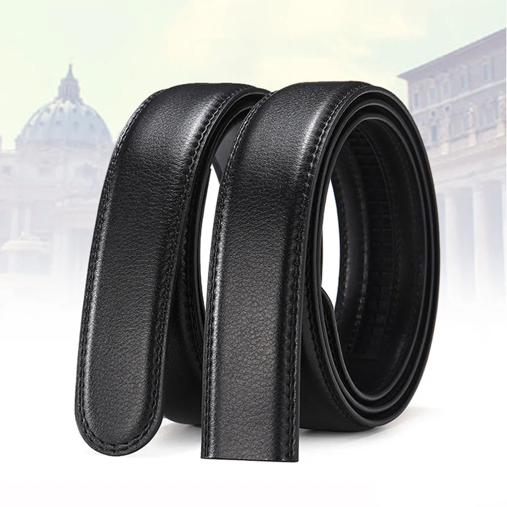 No Buckle Belt Men High Quality Belt Male Leather Strap Jeans 3.5cm Belts Fashion Lychee Pattern Men's Automatic Buckle Belts
