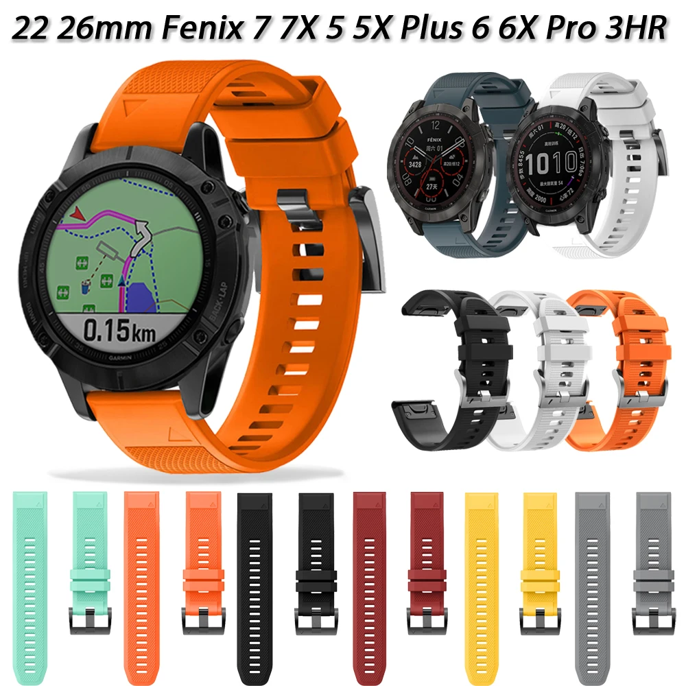 

Ремешок силиконовый быстросъемный для смарт-часов Garmin Fenix 7 7X 5 5X Plus 6 6X Pro 3 3HR 935 MK2, 26 дюймов 22 мм