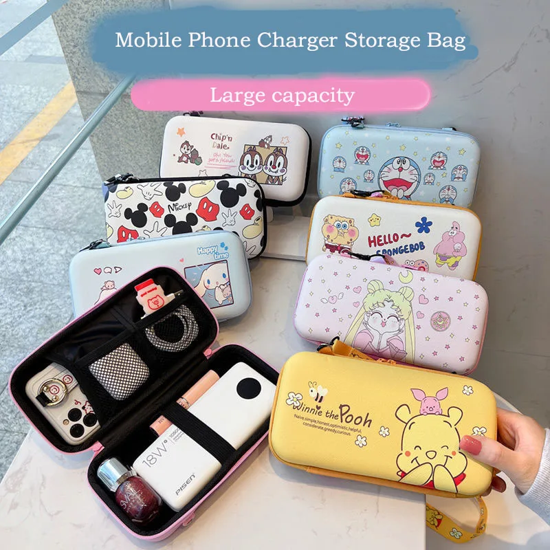 

Sanrio Mymelody Cinnamoroll Pompom Purin Mobile Phone Charging Treasure 2.5 Inch Hard Disk Headphone Data Cable Storage Bag