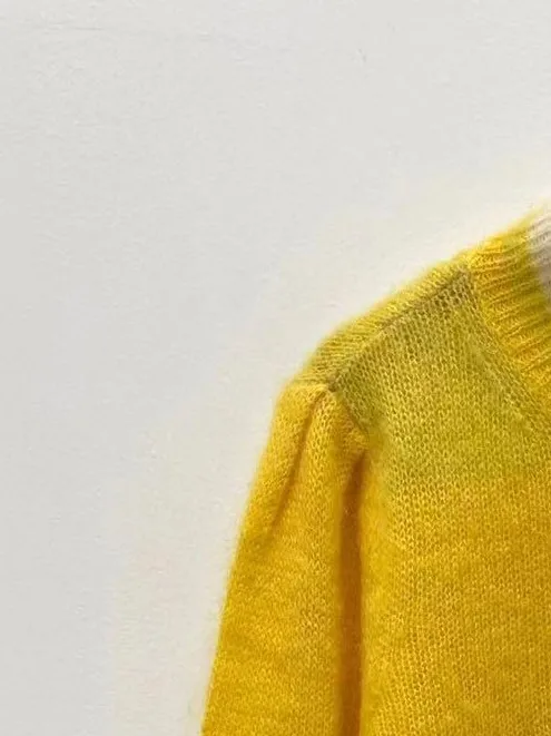 

Women Sweater Gradient Color Contrast Mohair Loose Pullover