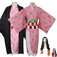 adult kids anime demon slayer kimetsu no yaiba kamado nezuko kimono cosplay costume wigs