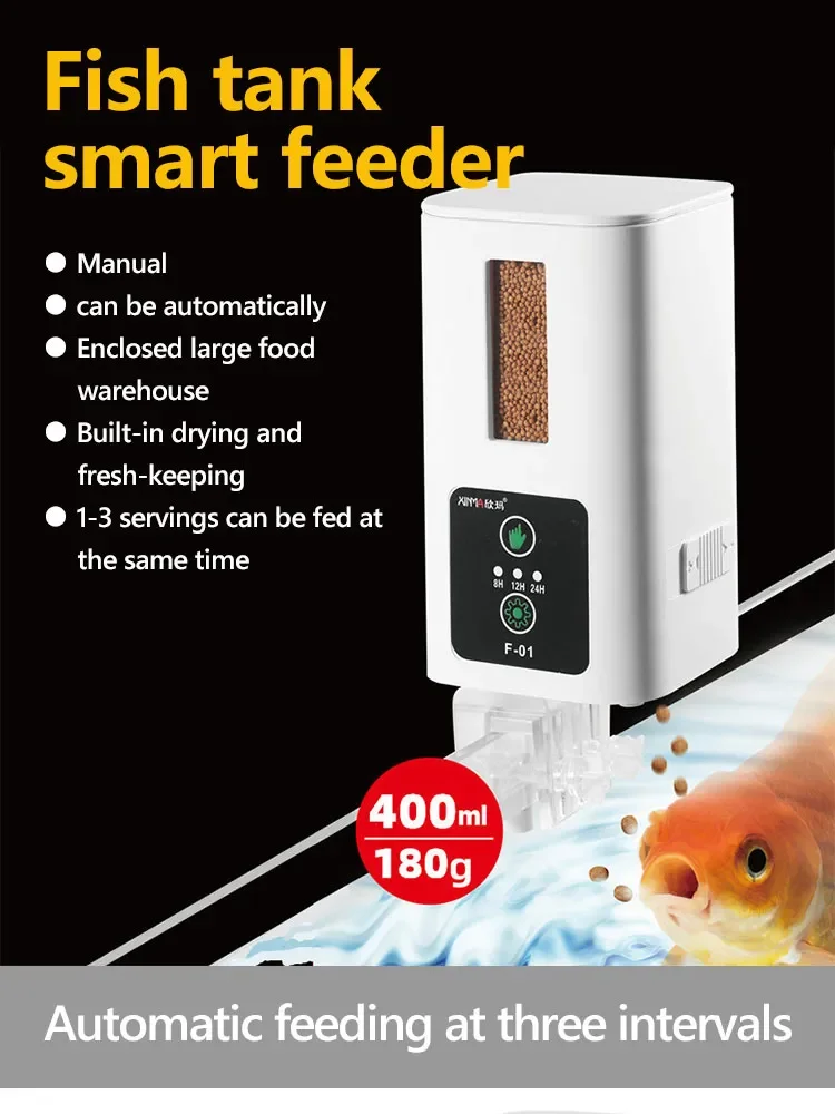 

Aquarium Trough Fish Feeder Intelligente High-capacity Fish 400ml Feeding Feeder Feeder Timing Automatische Big Aquarium Turtle
