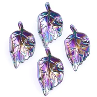 20pcslot rainbow color leaf bug eye plant worm tree veins curly charms fashion alloy pendant for jewelry making diy accessories