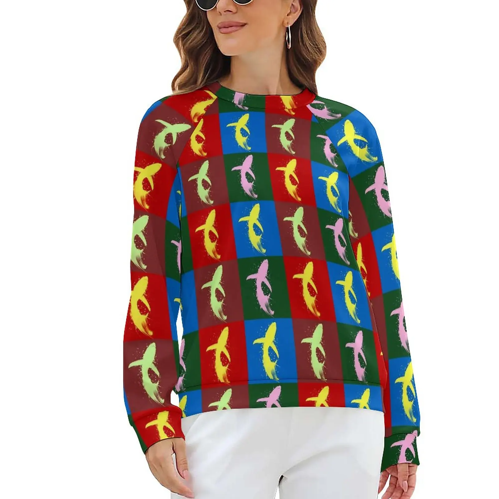 

Watercolor Shark Hoodies Women Pop Art Print Street Style Casual Hoodie Long Sleeve Retro Custom Tops Big Size