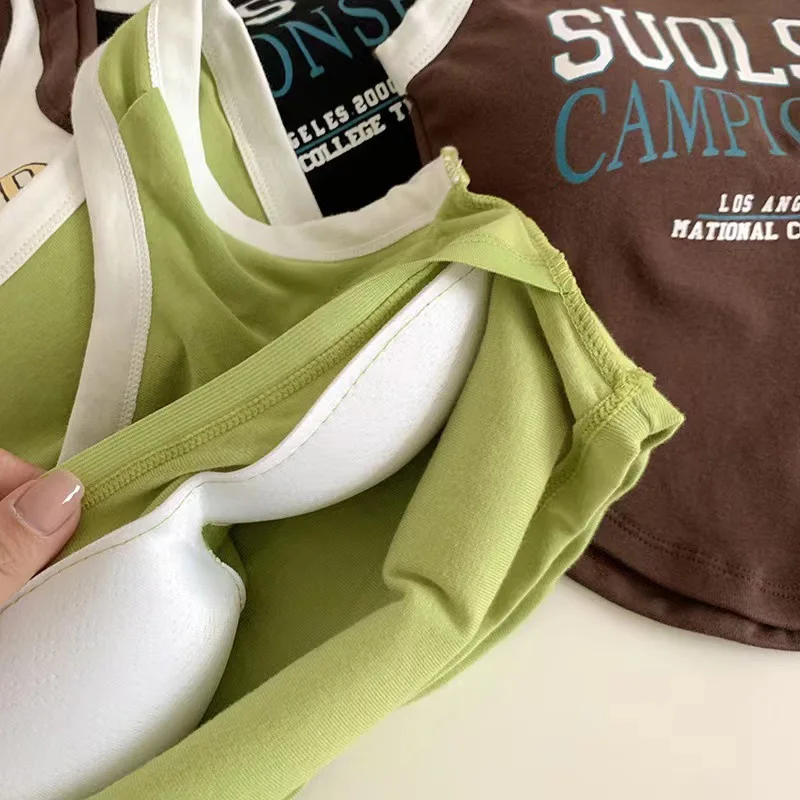 Майка женская с надписью Модный корейский бюстгальтер со встроенными цветными