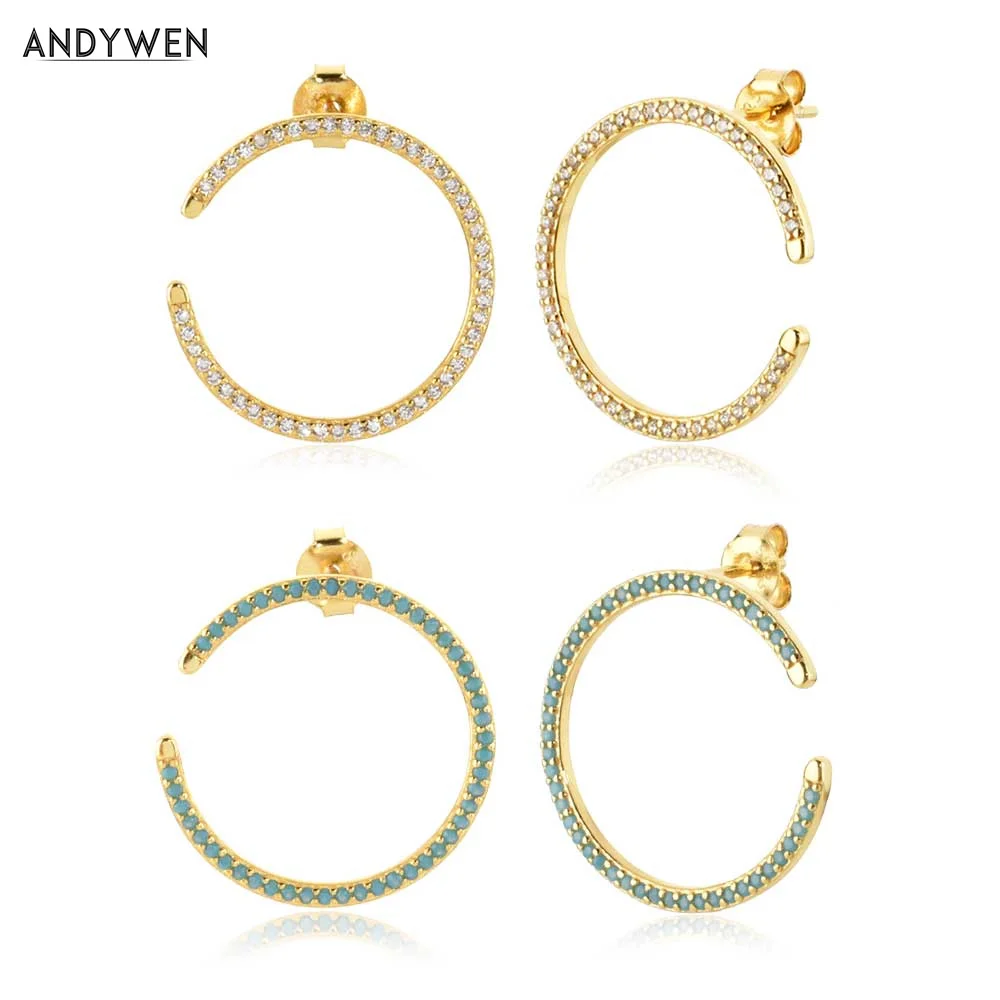 

Серьги ANDYWEN из стерлингового серебра 925 пробы с большим круглым фианитом, роскошные женские вечерние ювелирные изделия, подарок с кристалла...