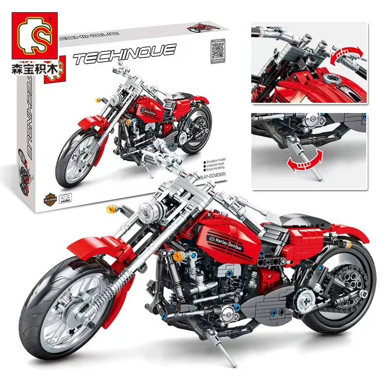 

Техническая модель мотоцикла, строительные блоки, Мотогонки, мотоцикл, наборы городских транспортных средств, внедорожники, наборы MOC, детские строительные игрушки